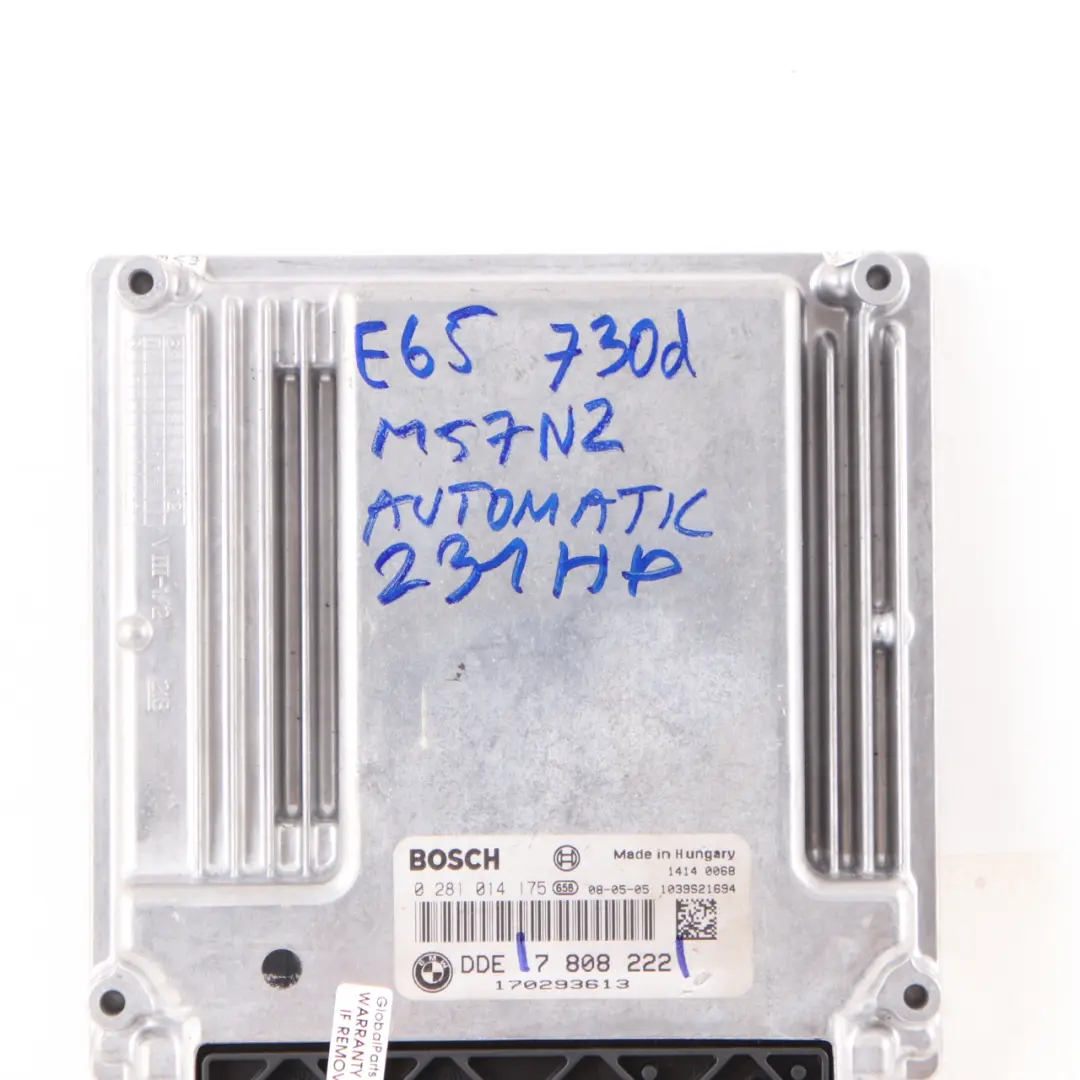 M57N2 Engine DDE Control Unit Automatic to BMW E60 E65 E90 330d 530d 730d with Part number 7808222 BMW E60 E65 E90 330d 530d 730d M57N2 Engine DDE Control Unit Automatic - SKU 7808222 - Part number 7808222