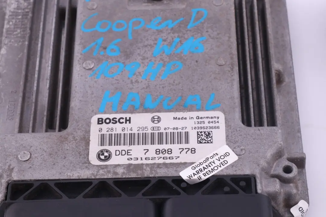 BMW Mini Cooper D R55 R56 W16 1.6 Diesel Steuergerät DME CAS3 Schlüssel 780877 - SKU 7808778 - Teilenummer 7808778