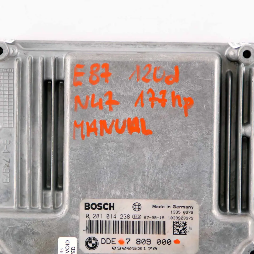 BMW E60 E87 E90 120d 320d 520d N47 ECU Control Unit Module DDE Manual - SKU 7809000 - Part number 7809000