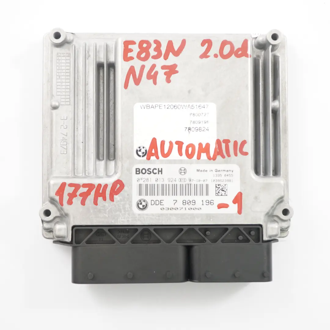 BMW X3 E83 LCI 2.0d N47 Engine ECU Module Kit DDE + EWS + Keys Automatic - SKU 7809196-1 - Part number 7809196