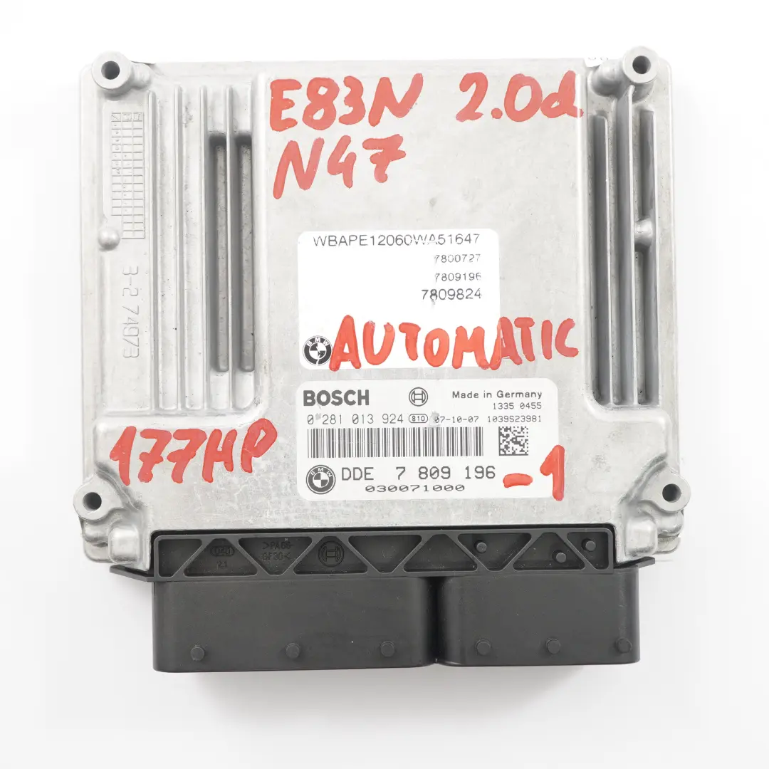 BMW X3 E83 LCI 2.0d N47 Engine ECU Module Kit DDE + EWS + Keys Automatic - SKU 7809196-1 - Part number 7809196