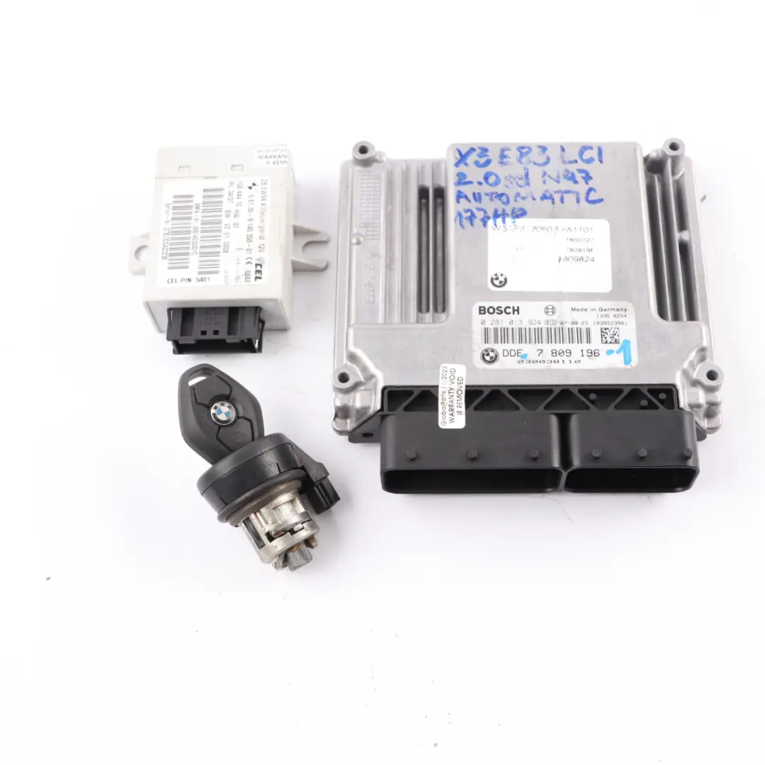 N47 Motor ECU Modul Kit DDE EWS Schlüssel Automatik für BMW X3 E83 LCI 2.0d mit Teilenummer 7809196 BMW X3 E83 LCI 2.0d N47 Motor ECU Modul Kit DDE EWS Schlüssel Automatik - SKU 7809196-2 - Teilenummer 7809196