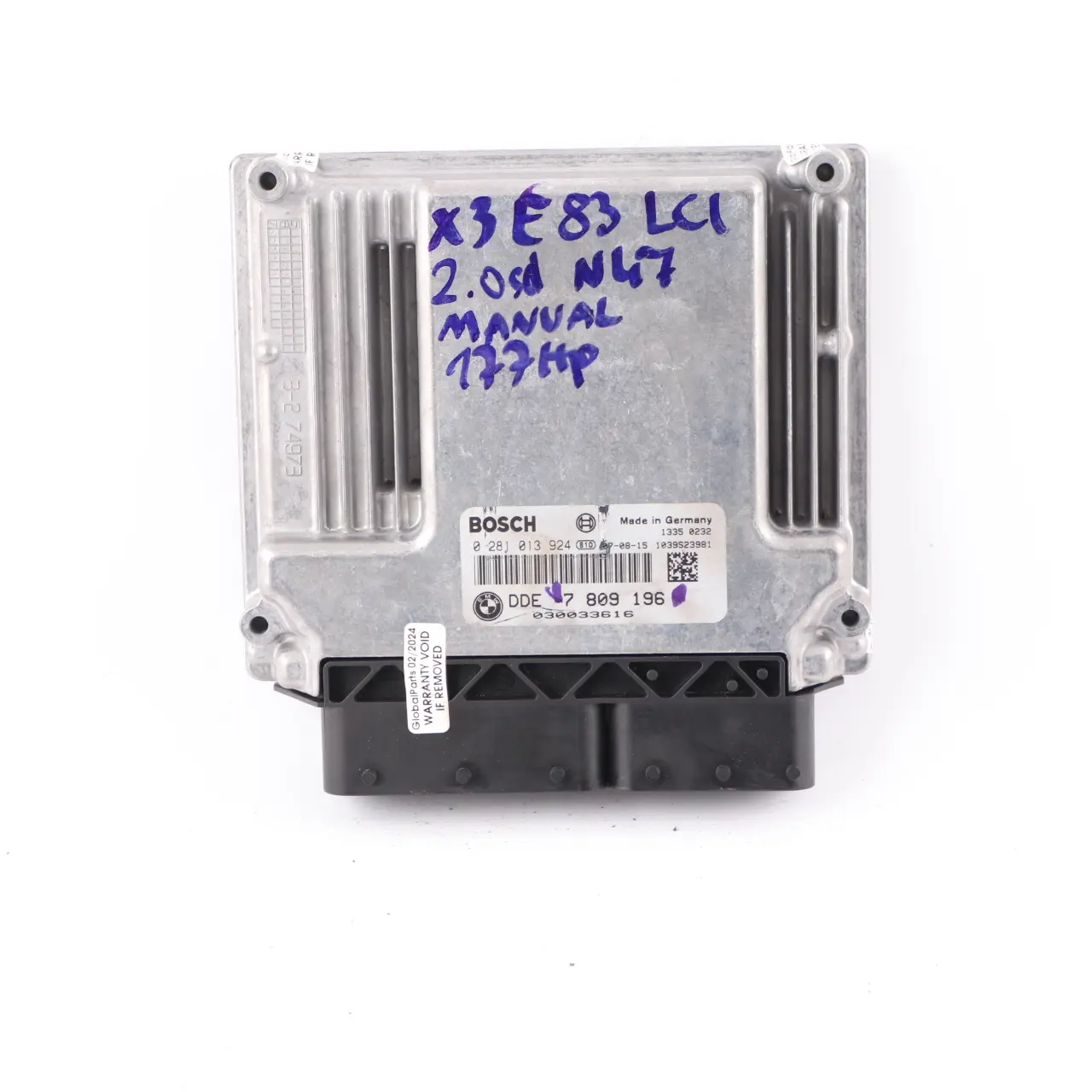 BMW X3 E83 LCI 2.0D N47 177HP Motor ECU Control Unit Module DDE 7809196