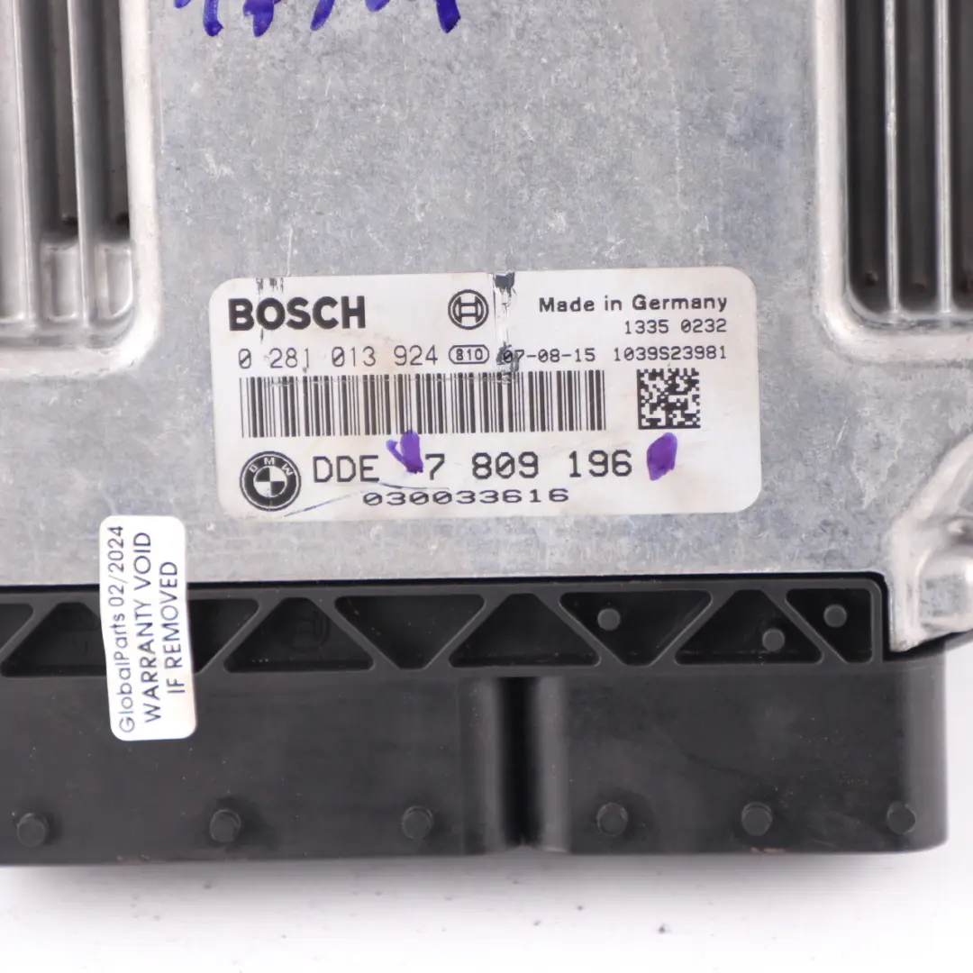 N47 177HP Motor ECU Control Unit Module DDE para BMW X3 E83 LCI 2.0D con número de pieza 7809196 BMW X3 E83 LCI 2.0D N47 177HP Motor ECU Control Unit Module DDE - SKU 7809196 - Número de pieza 7809196