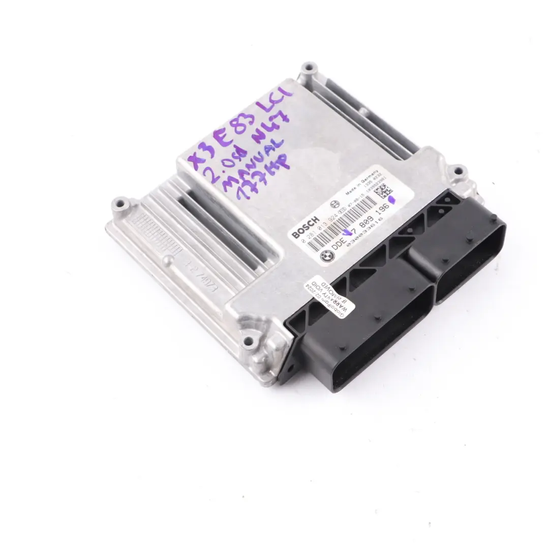 N47 177HP Engine ECU Control Unit Module DDE Manual to BMW X3 E83 LCI 2.0d with Part number 7809196 BMW X3 E83 LCI 2.0d N47 177HP Engine ECU Control Unit Module DDE Manual - SKU 7809196 - Part number 7809196