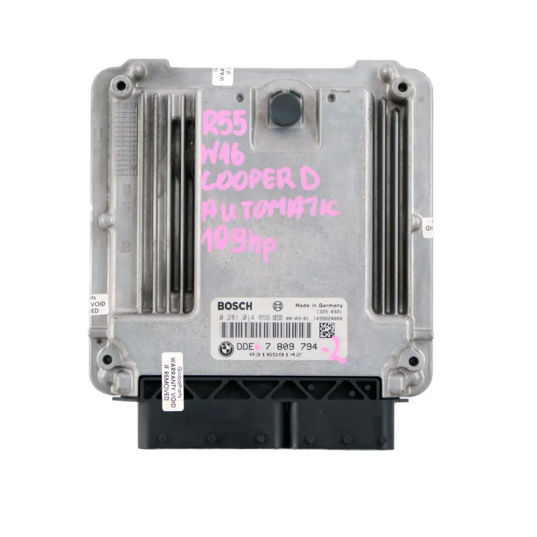 Mini Cooper D R56 Diesel W16 1.6 109HP ECU Kit DDE CAS3 Key Automatic - SKU 7809794-2 - Part number 7809794