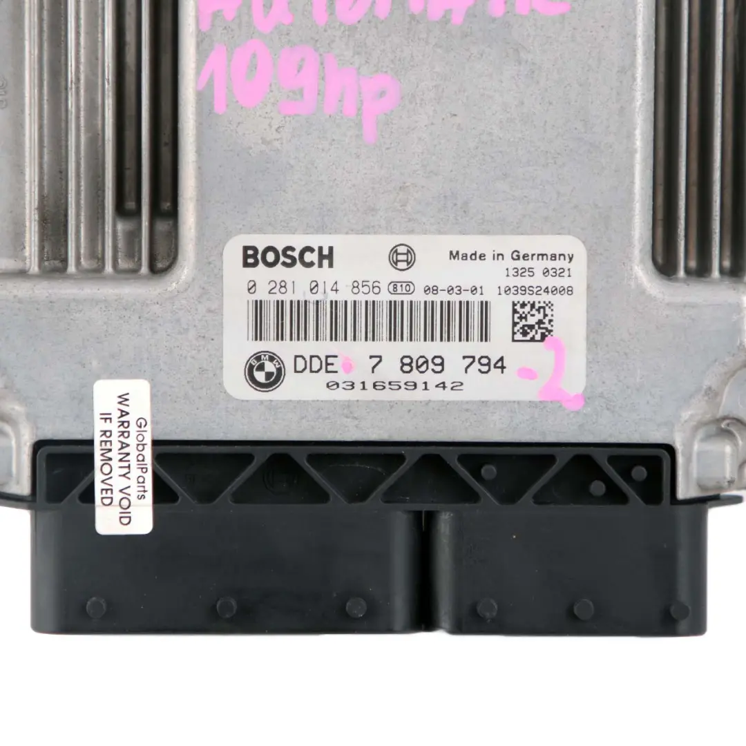 Mini Cooper D R56 Diesel W16 1.6 109HP ECU Kit DDE CAS3 Key Automatic - SKU 7809794-2 - Part number 7809794