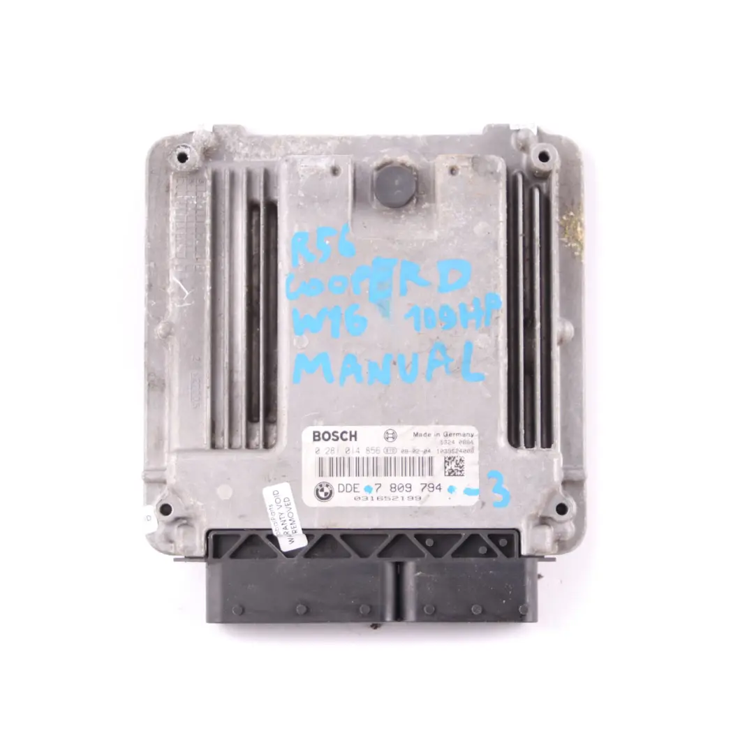 109HP ECU Control Unit DDE Manual to Mini Cooper D R55 R56 Diesel W16 with Part number 7809794 Mini Cooper D R55 R56 Diesel W16 109HP ECU Control Unit DDE Manual - SKU 7809794-3 - Part number 7809794