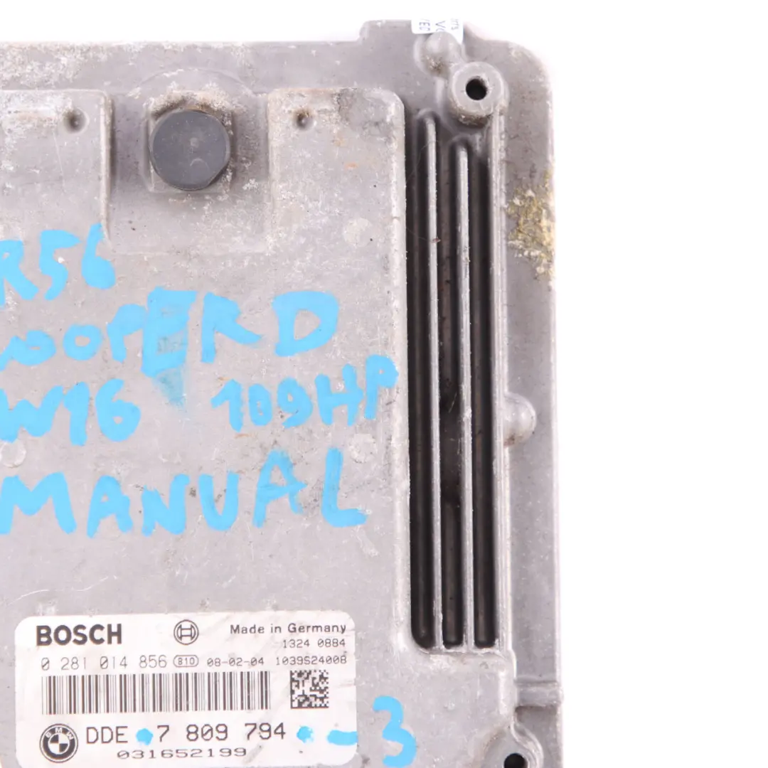 Mini Cooper D R55 R56 Diesel W16 109HP ECU Control Unit DDE Manual - SKU 7809794-3 - Part number 7809794