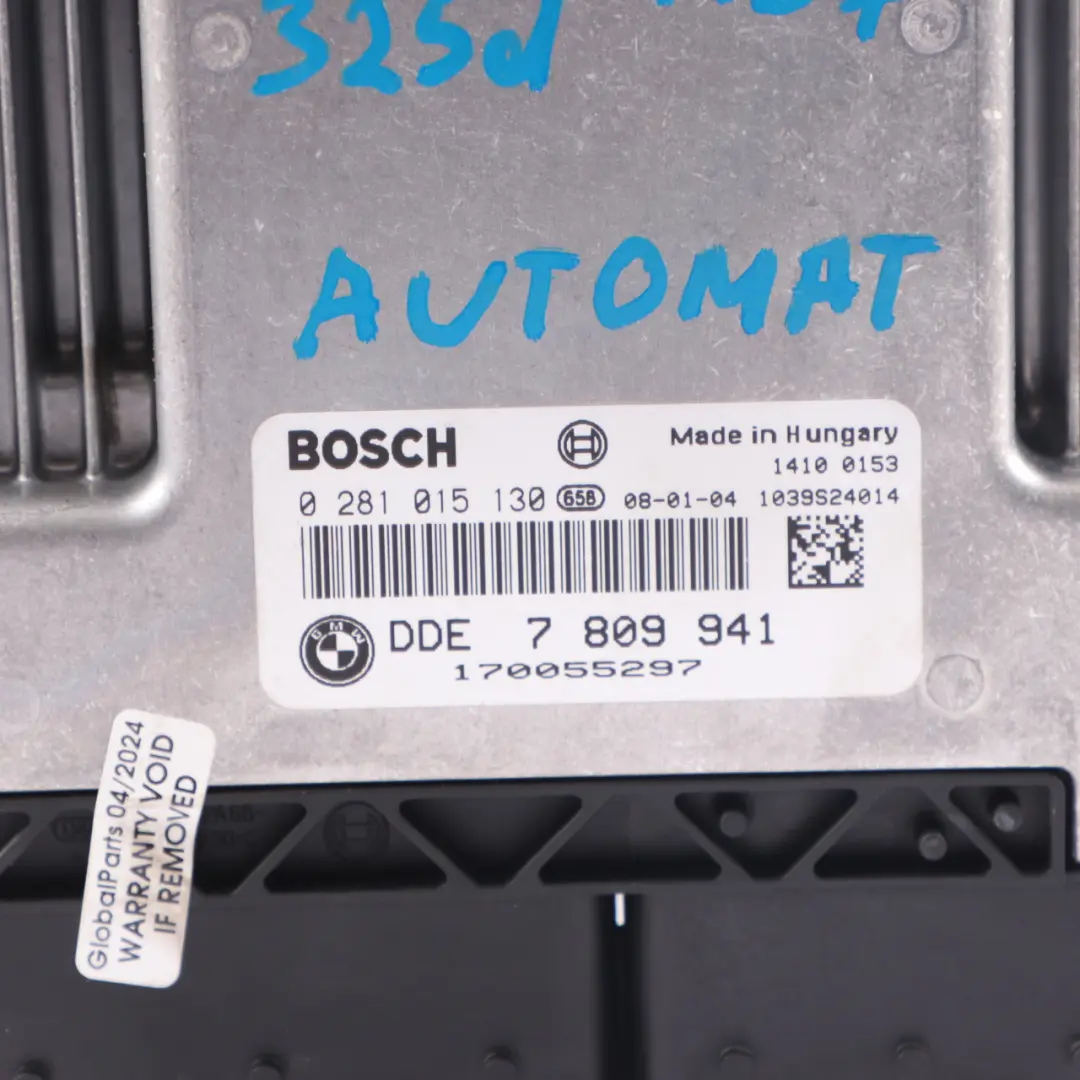 M57N2 197HP Engine ECU Unit DDE Automatic to BMW E60 LCI E90 325d 525d with Part number 7809941 BMW E60 LCI E90 325d 525d M57N2 197HP Engine ECU Unit DDE Automatic - SKU 7809941-9 - Part number 7809941