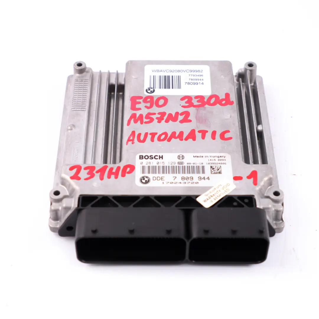 BMW E90 E91 E92 330d M57N2 231HP Engine ECU KIT DDE CAS + Key Automatic - SKU 7809944-1 - Part number 7809944