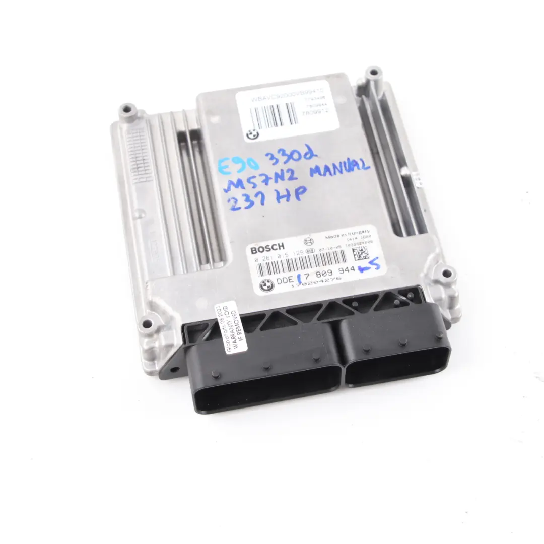 BMW E90 E91 E92 330d M57N2 231HP Engine Control Unit ECU DDE Manual - SKU 7809944-5 - Part number 7809944