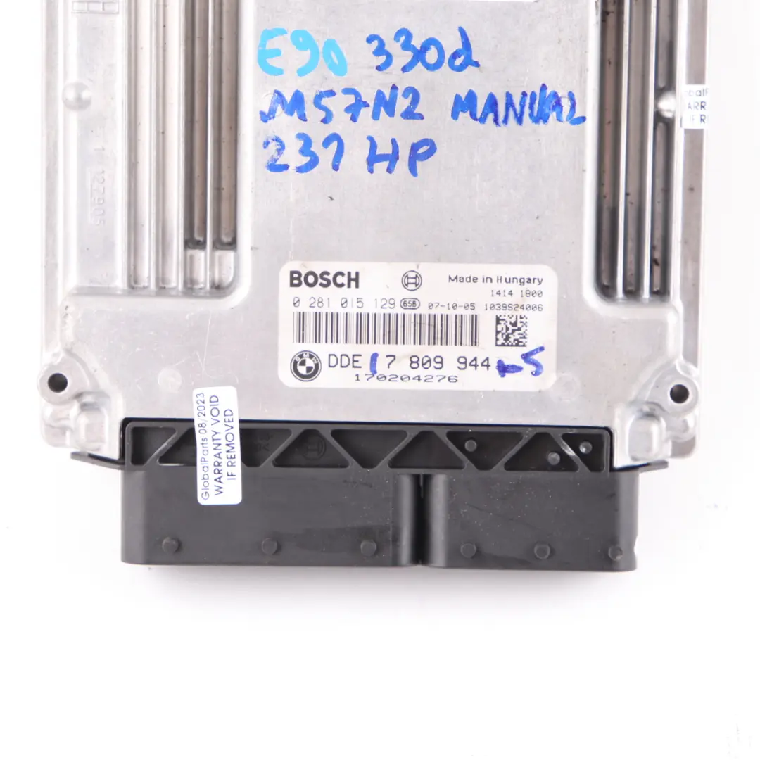 M57N2 231HP Engine Control Unit ECU DDE Manual to BMW E90 E91 E92 330d with Part number 7809944 BMW E90 E91 E92 330d M57N2 231HP Engine Control Unit ECU DDE Manual - SKU 7809944-5 - Part number 7809944