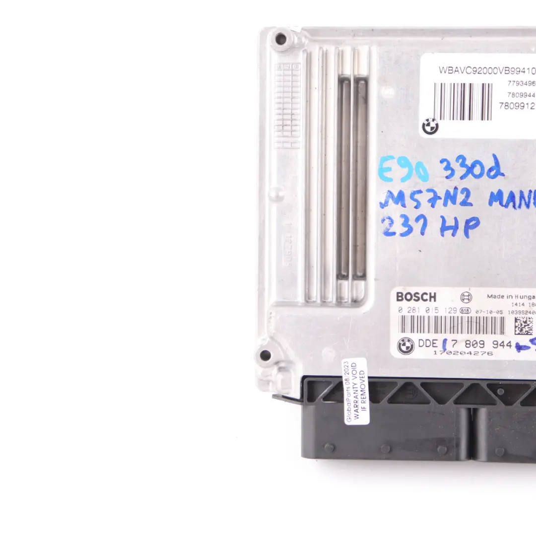 BMW E90 E91 E92 330d M57N2 231HP Engine Control Unit ECU DDE Manual - SKU 7809944-5 - Part number 7809944