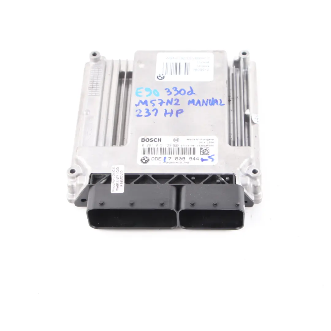 BMW E90 E91 E92 330d M57N2 231HP Engine Control Unit ECU DDE Manual - SKU 7809944-5 - Part number 7809944