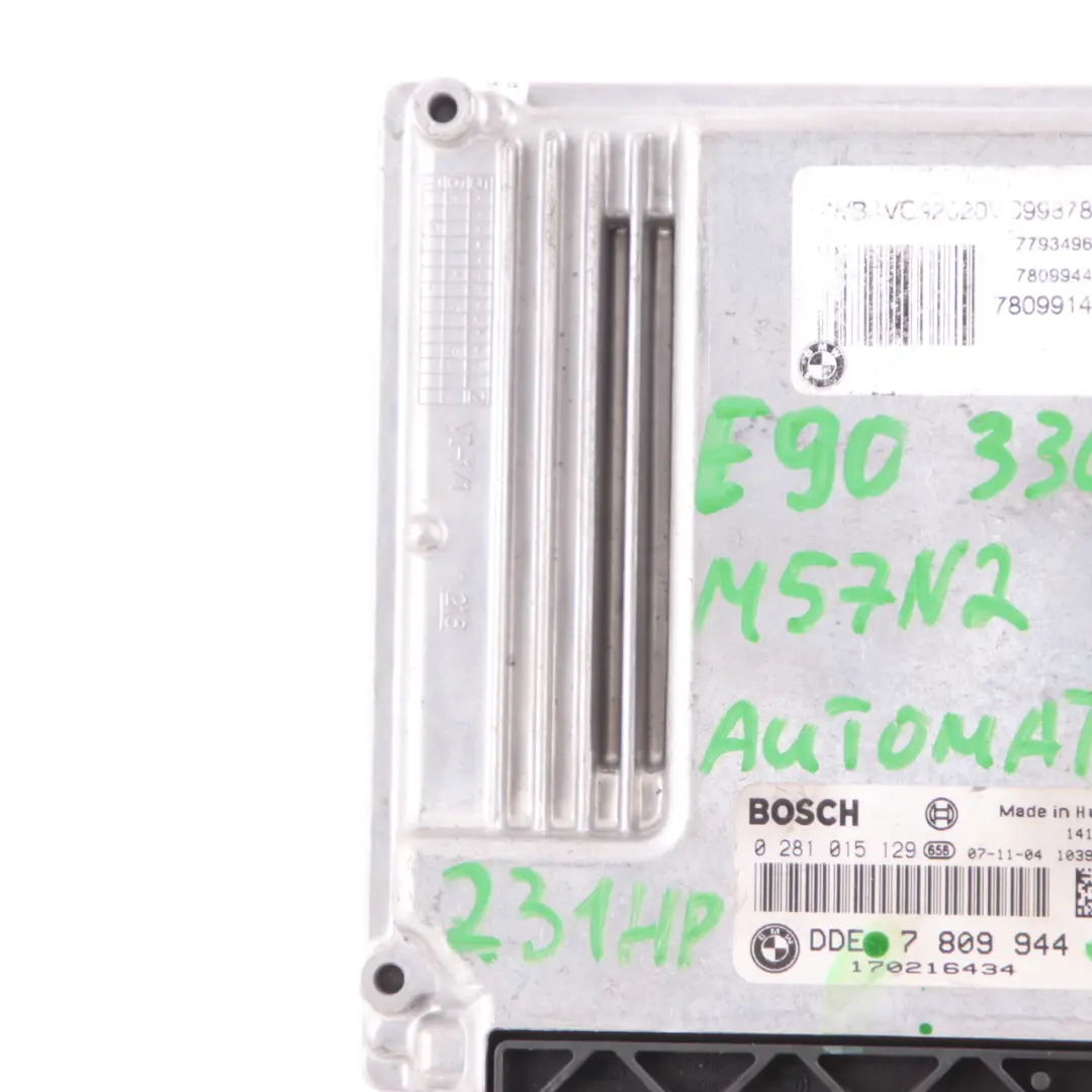 M57N2 231HP Engine Control Unit ECU DDE Automatic to BMW E90 E91 E92 330d with Part number 7809944 BMW E90 E91 E92 330d M57N2 231HP Engine Control Unit ECU DDE Automatic - SKU 7809944 - Part number 7809944