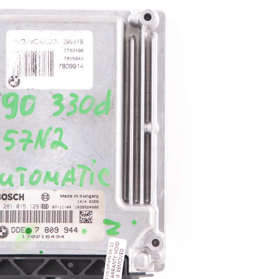BMW E90 E91 E92 330d M57N2 231HP Engine Control Unit ECU DDE Automatic - SKU 7809944 - Part number 7809944