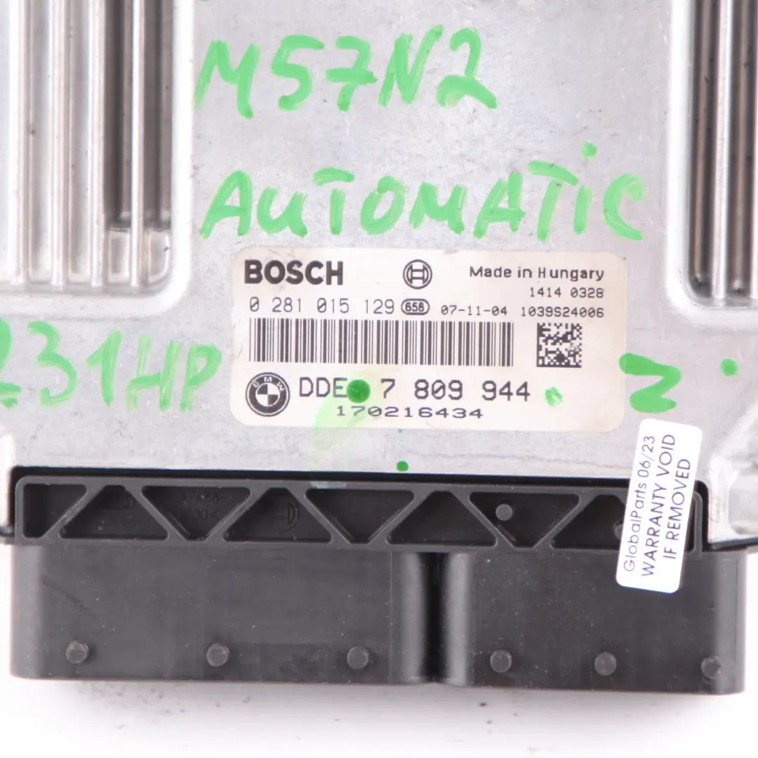 BMW E90 E91 E92 330d M57N2 231HP Engine Control Unit ECU DDE Automatic - SKU 7809944 - Part number 7809944