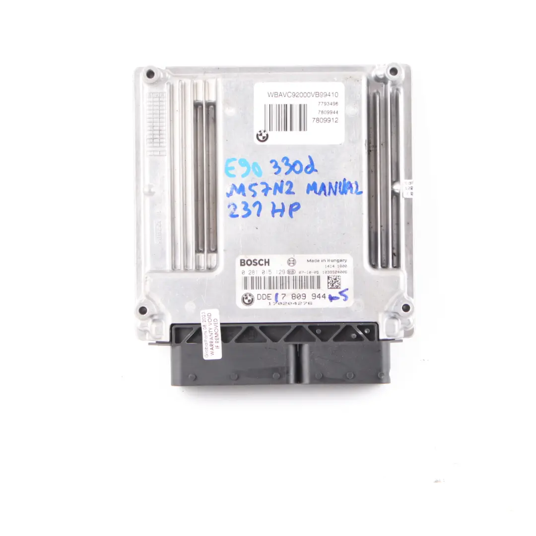 BMW 3 er E90 E91 E92 330d M57N2 231PS Steuergerät DDE CAS3 + Schlüssel - SKU 7809944 - Teilenummer 7809944