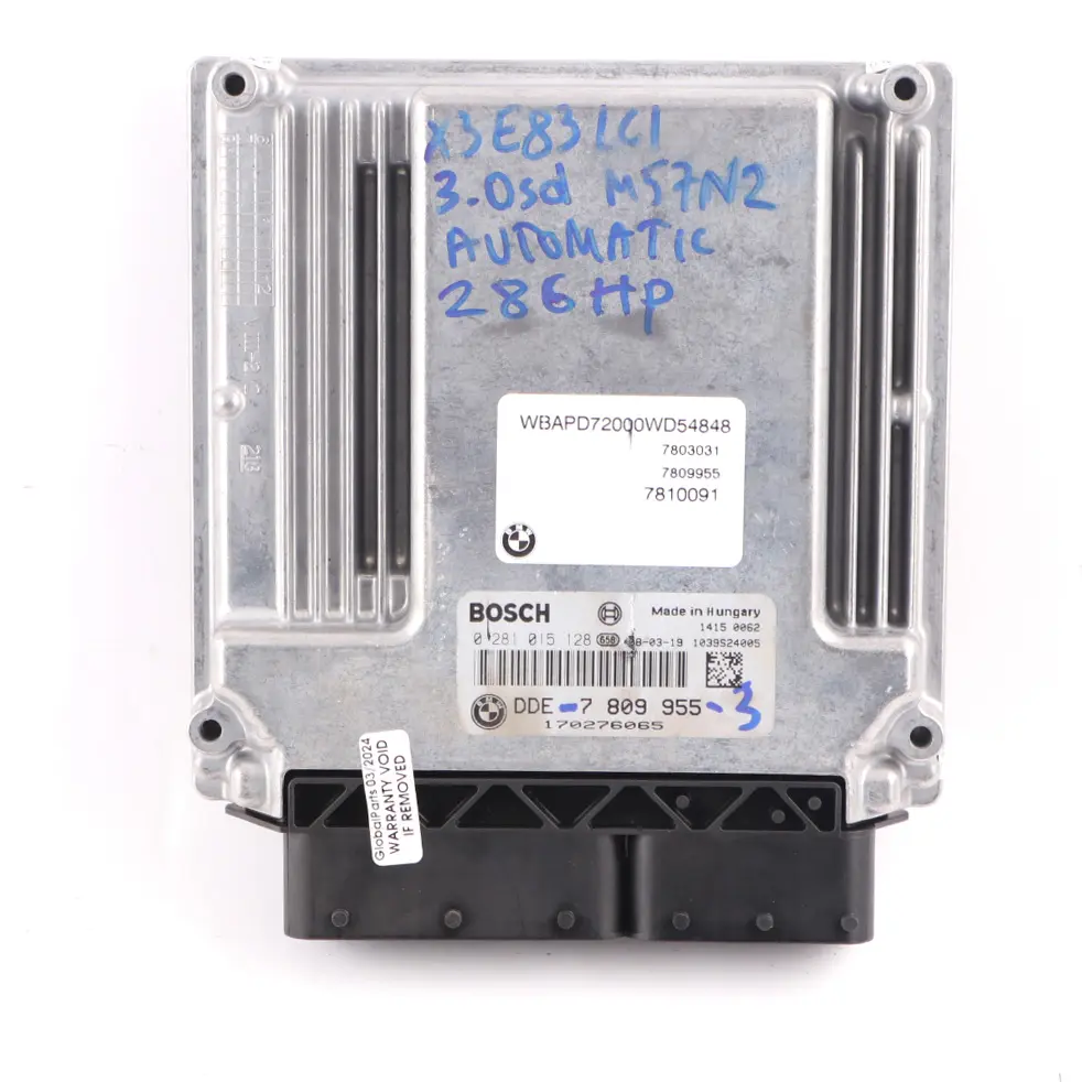 3.0sd 286HP M57N2 Engine ECU KIT DDE + EWS + Key Automatic to BMW E83 LCI with Part number 7809955 BMW E83 LCI 3.0sd 286HP M57N2 Engine ECU KIT DDE + EWS + Key Automatic - SKU 7809955-3 - Part number 7809955