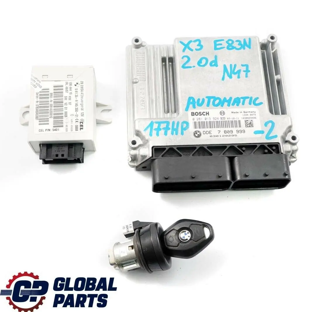 N47 Engine ECU Kit DDE + EWS IV + Key Automatic to BMW X3 E83 LCI 2.0d with Part number 7809999 BMW X3 E83 LCI 2.0d N47 Engine ECU Kit DDE + EWS IV + Key Automatic - SKU 7809999-2 - Part number 7809999