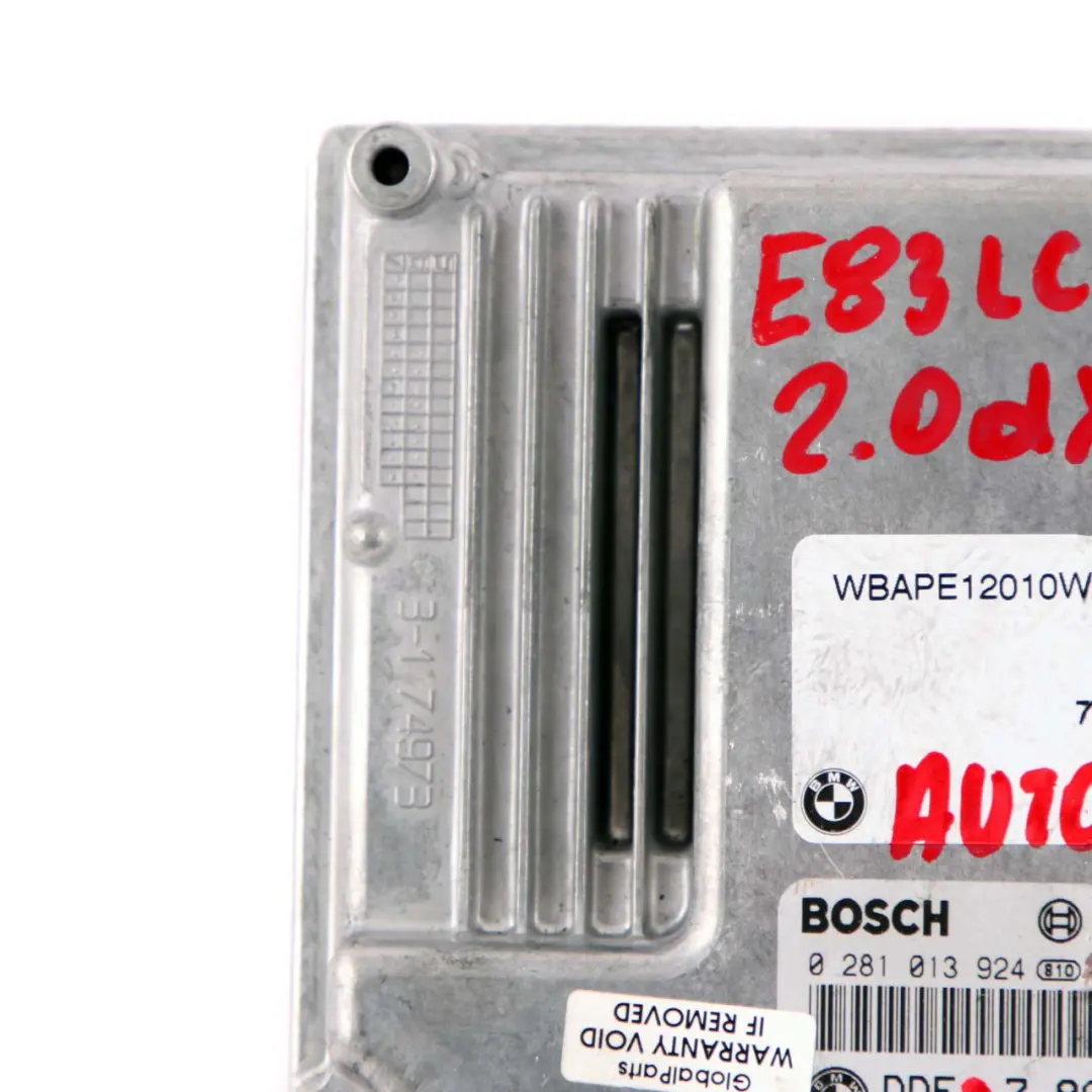 BMW X3 Series E83 LCI 2.0d N47 177HP Engine DDE ECU Control Unit Manual - SKU 7809999 - Part number 7809999