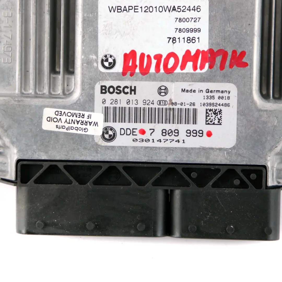 BMW X3 Series E83 LCI 2.0d N47 177HP Engine DDE ECU Control Unit Manual - SKU 7809999 - Part number 7809999
