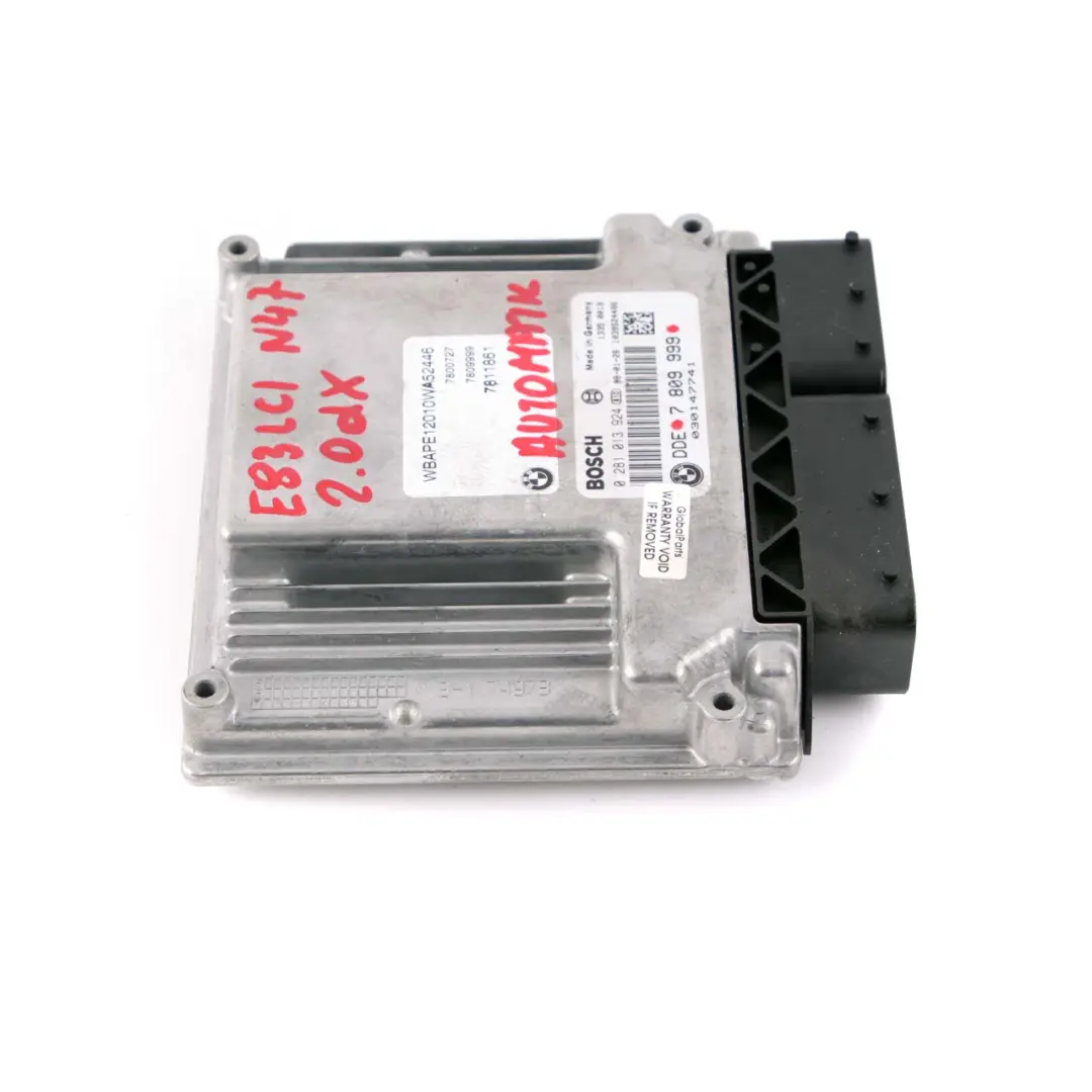 BMW X3 Series E83 LCI 2.0d N47 177HP Engine DDE ECU Control Unit Manual - SKU 7809999 - Part number 7809999