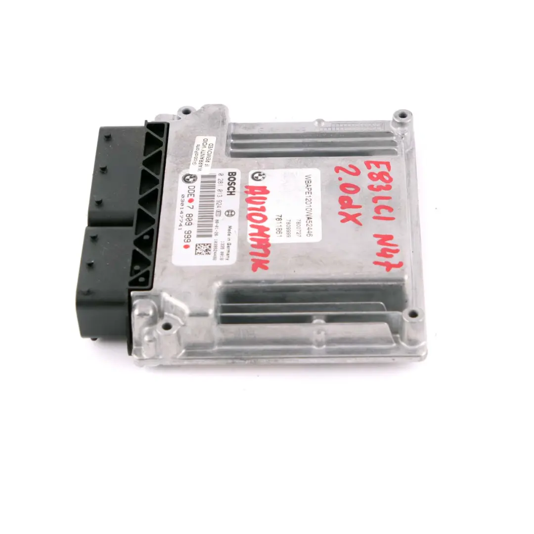 N47 177HP Engine DDE ECU Control Unit Manual to BMW X3 Series E83 LCI 2.0d with Part number 7809999 BMW X3 Series E83 LCI 2.0d N47 177HP Engine DDE ECU Control Unit Manual - SKU 7809999 - Part number 7809999