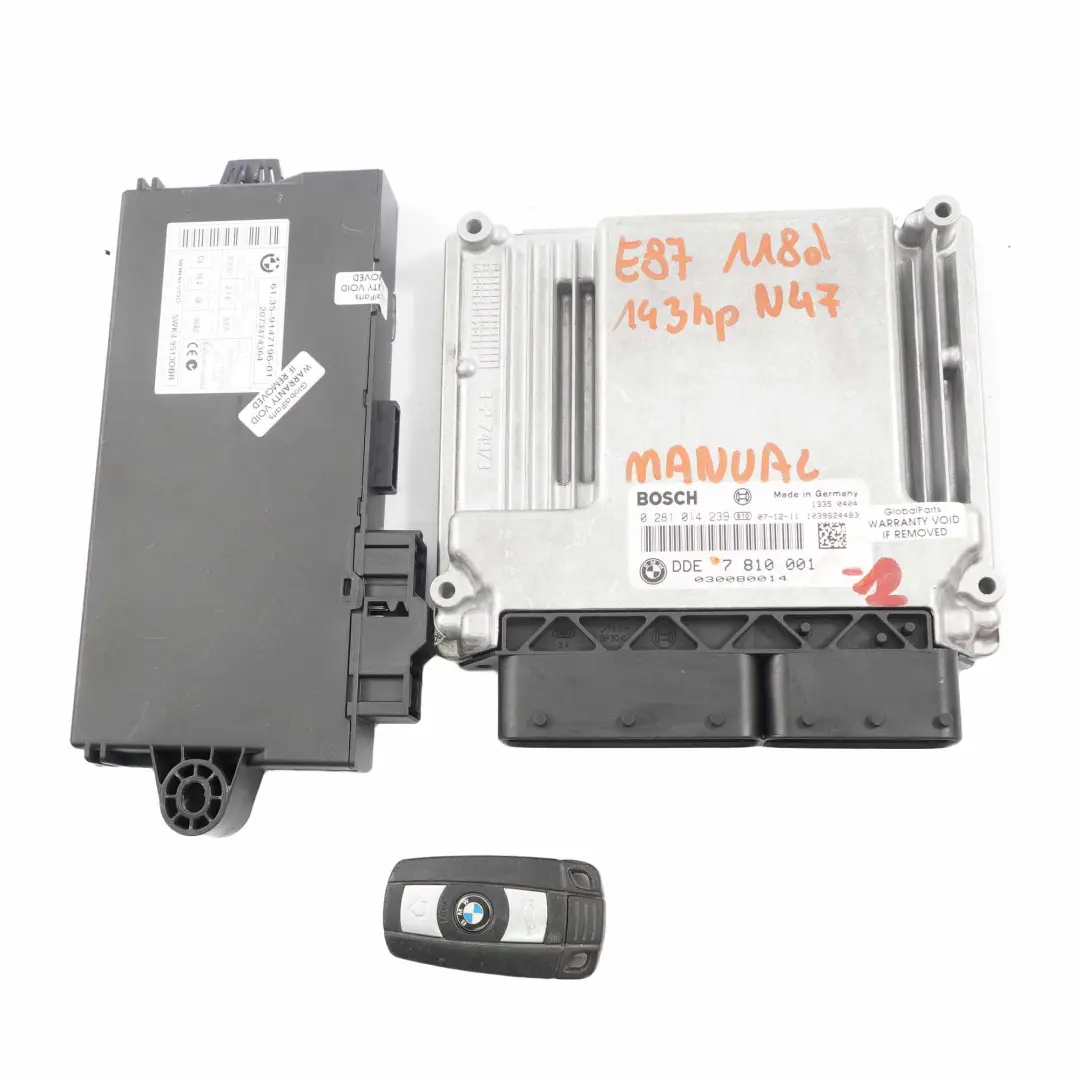 N47 143HP Diesel ECU KIT DDE CAS3 + Key BMW E81 E87 LCI E90 118d 318d - SKU 7810001-2 - Part number 7810001