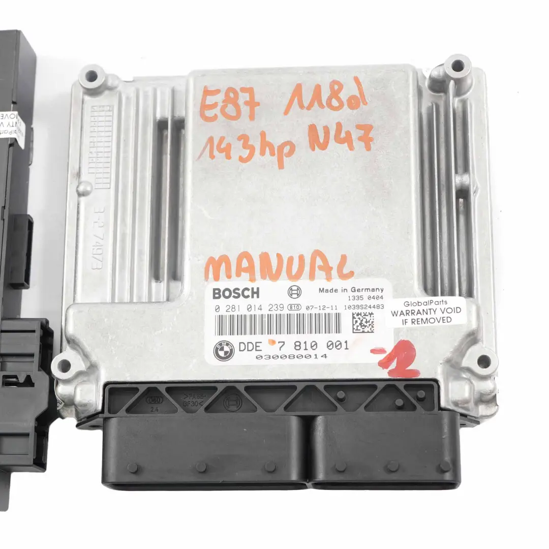 N47 143HP Diesel ECU KIT DDE CAS3 + Key BMW E81 E87 LCI E90 118d 318d - SKU 7810001-2 - Part number 7810001