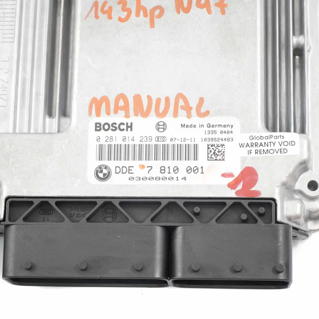 N47 143HP Diesel ECU KIT DDE CAS3 + Key BMW E81 E87 LCI E90 118d 318d - SKU 7810001-2 - Part number 7810001