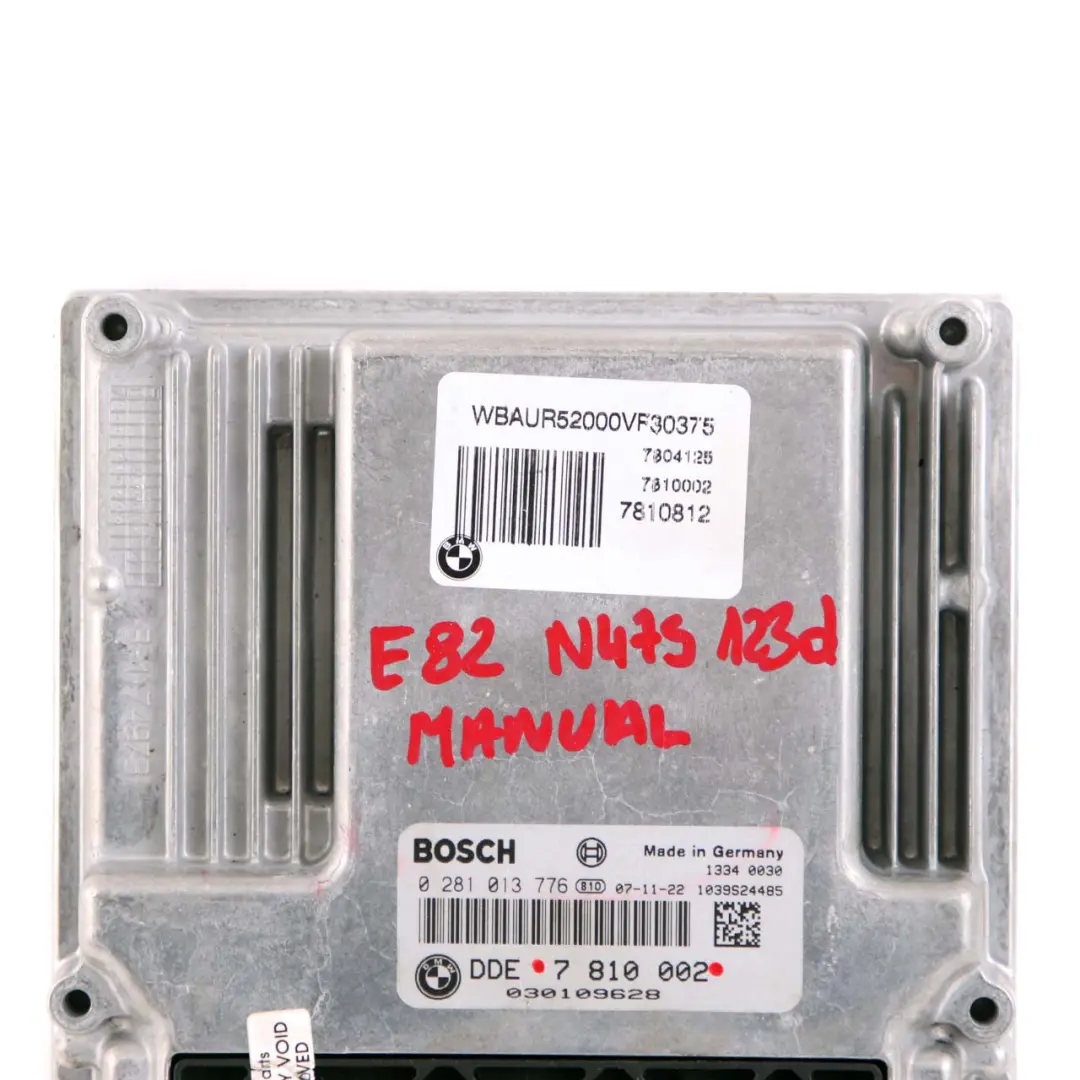 BMW E81 E82 E87 LCI 123d N47S 204HP ECU Engine Control Unit DDE Manual - SKU 7810002 - Part number 7810002