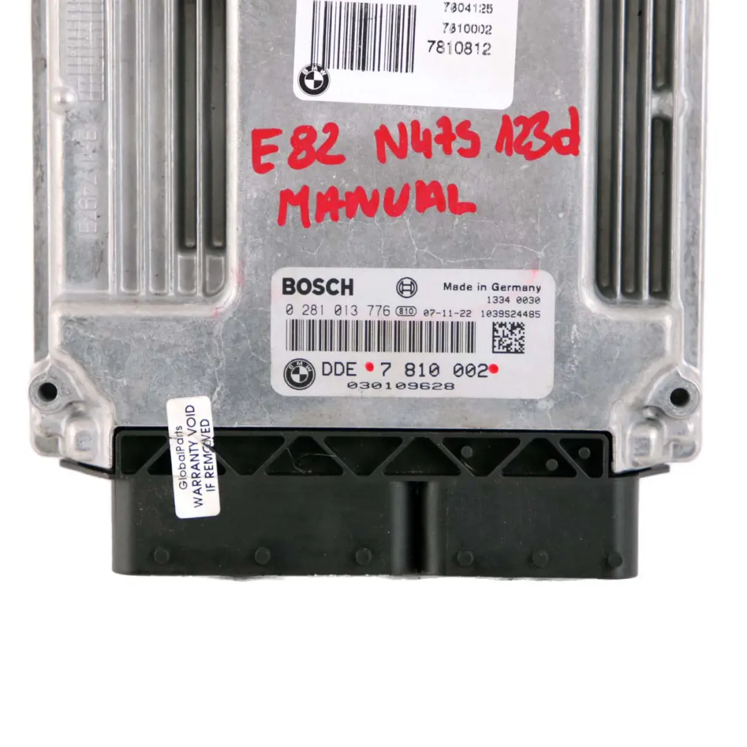 BMW E81 E82 E87 LCI 123d N47S 204HP ECU Engine Control Unit DDE Manual - SKU 7810002 - Part number 7810002