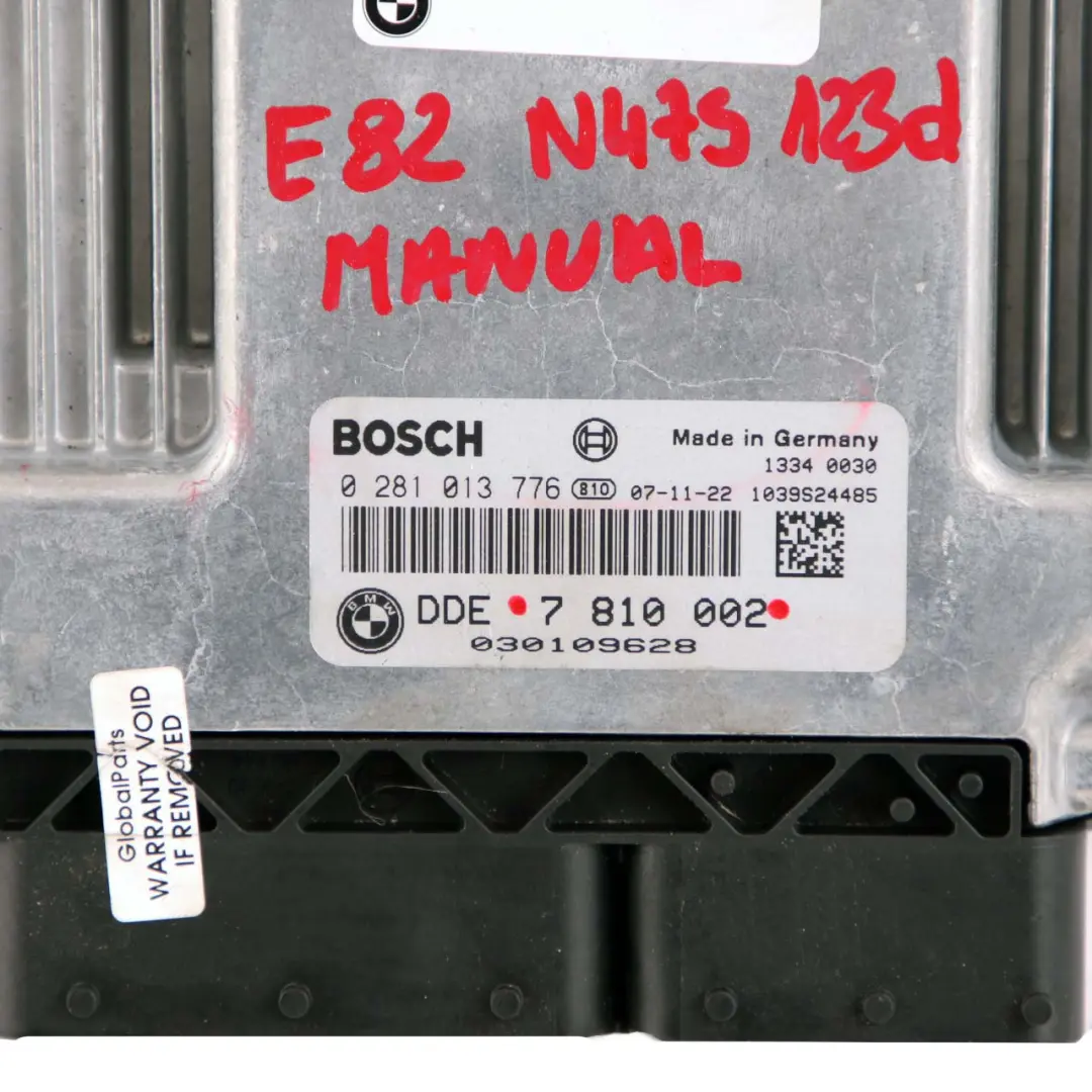 BMW E81 E82 E87 LCI 123d N47S 204HP ECU Engine Control Unit DDE Manual - SKU 7810002 - Part number 7810002
