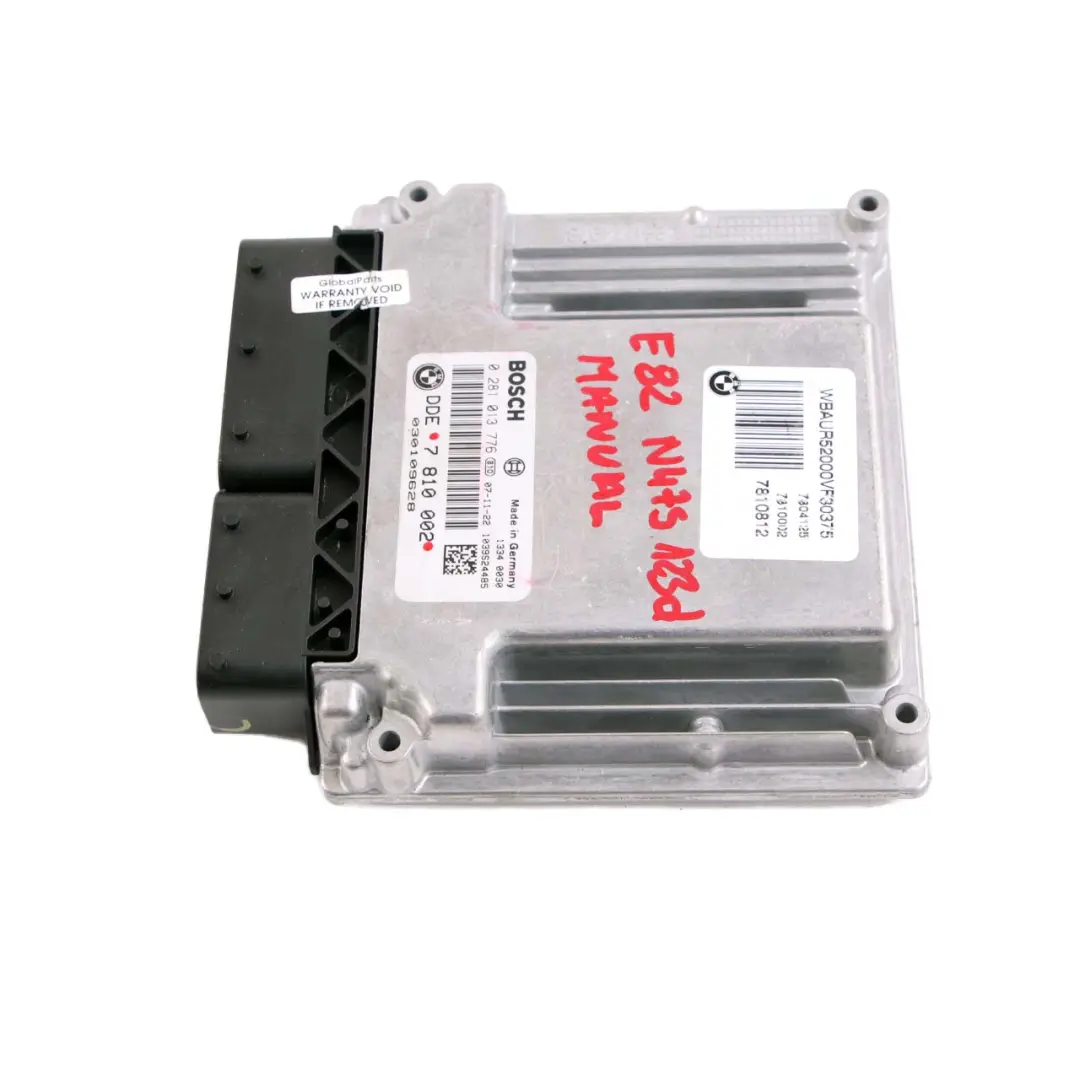 BMW E81 E82 E87 LCI 123d N47S 204HP ECU Engine Control Unit DDE Manual - SKU 7810002 - Part number 7810002