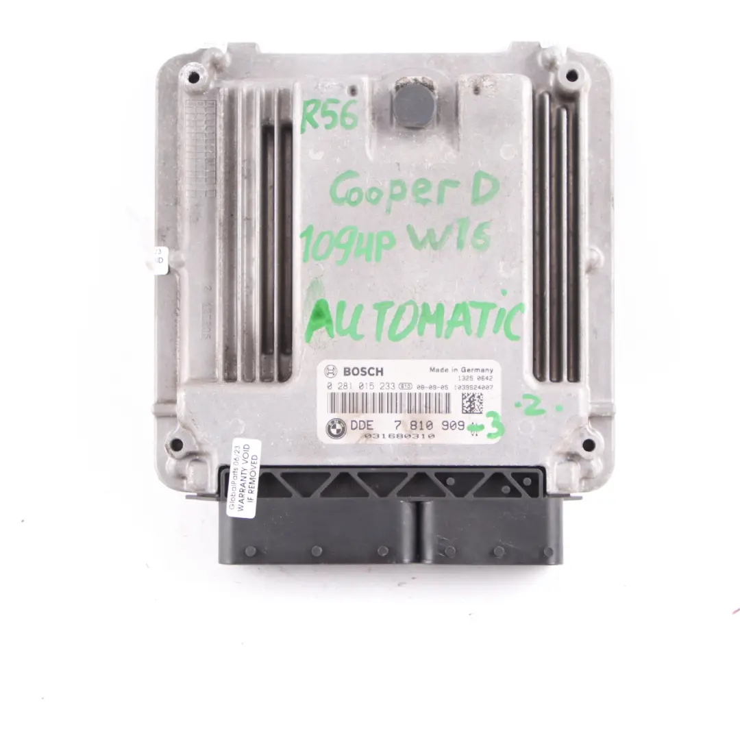 Mini Cooper D R55 R56 W16 1.6 Diesel Steuergerät DDE CAS3 + 2 Schlüsse - SKU 7810909-3 - Teilenummer 7810909