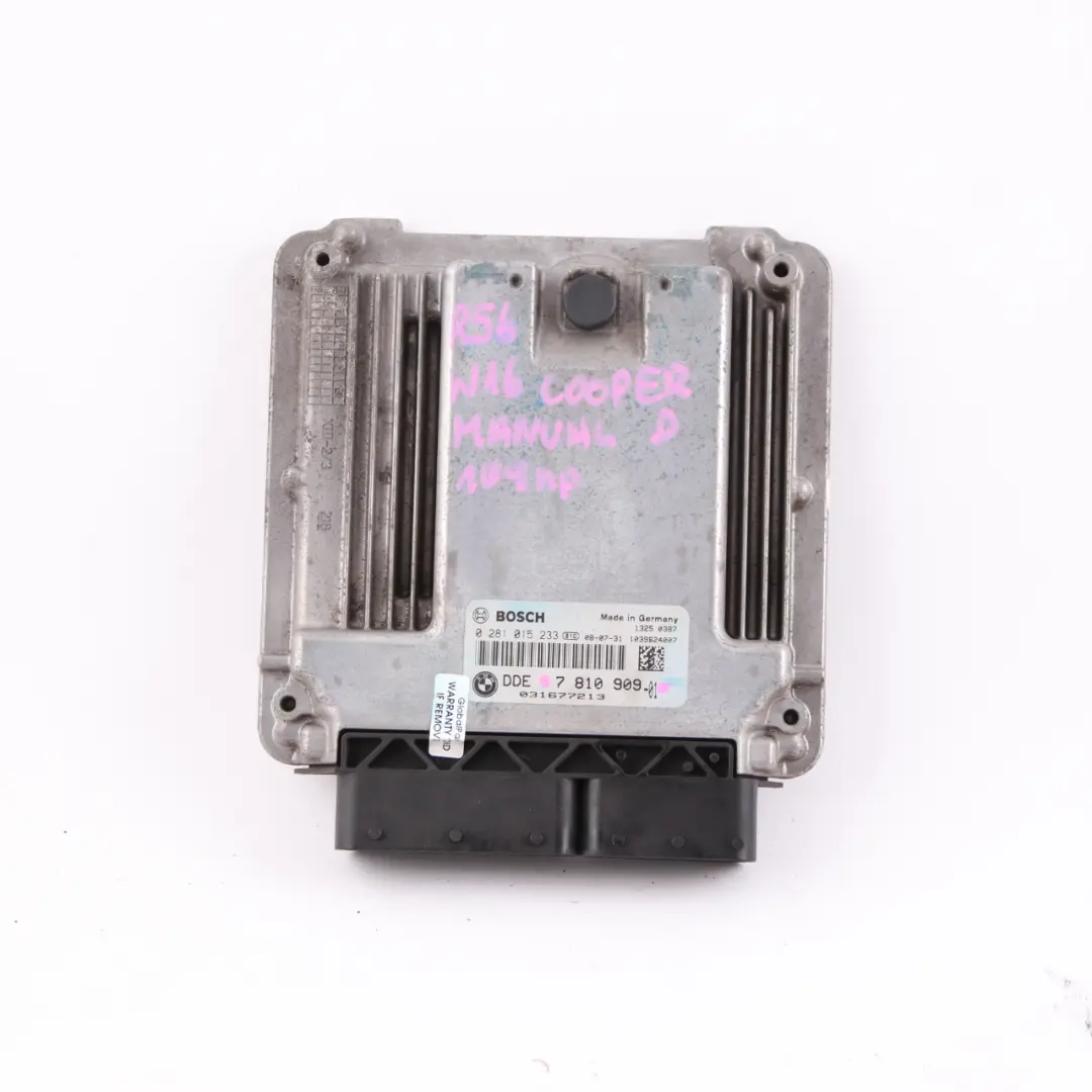 ECU Engine Control Unit DDE Manual to Mini Cooper D R55 R56 Diesel W16 1.6 with Part number 7810909 Mini Cooper D R55 R56 Diesel W16 1.6 ECU Engine Control Unit DDE Manual - SKU 7810909 - Part number 7810909