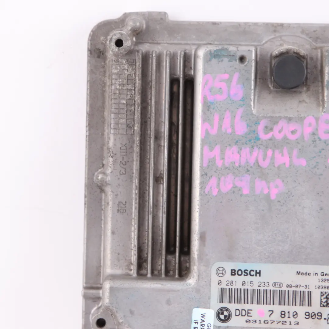 ECU Engine Control Unit DDE Manual to Mini Cooper D R55 R56 Diesel W16 1.6 with Part number 7810909 Mini Cooper D R55 R56 Diesel W16 1.6 ECU Engine Control Unit DDE Manual - SKU 7810909 - Part number 7810909