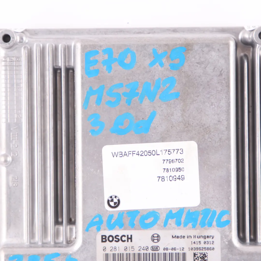 M57N2 235HP Engine Control Unit Module ECU DDE Automatic to BMW E70 3.0d with Part number 7810950 BMW E70 3.0d M57N2 235HP Engine Control Unit Module ECU DDE Automatic - SKU 7810950-3 - Part number 7810950