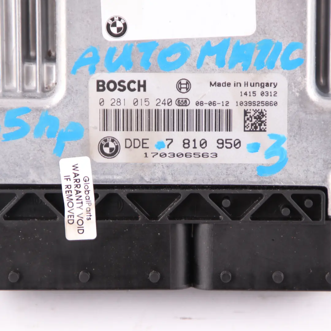 M57N2 235HP Engine Control Unit Module ECU DDE Automatic to BMW E70 3.0d with Part number 7810950 BMW E70 3.0d M57N2 235HP Engine Control Unit Module ECU DDE Automatic - SKU 7810950-3 - Part number 7810950