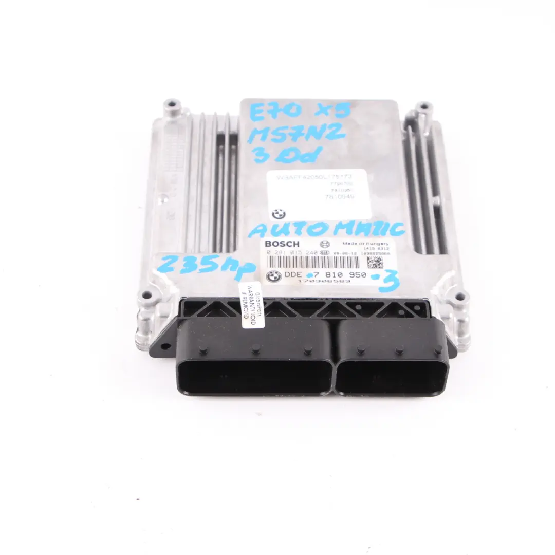 BMW E70 3.0d M57N2 235HP Engine Control Unit Module ECU DDE Automatic - SKU 7810950-3 - Part number 7810950