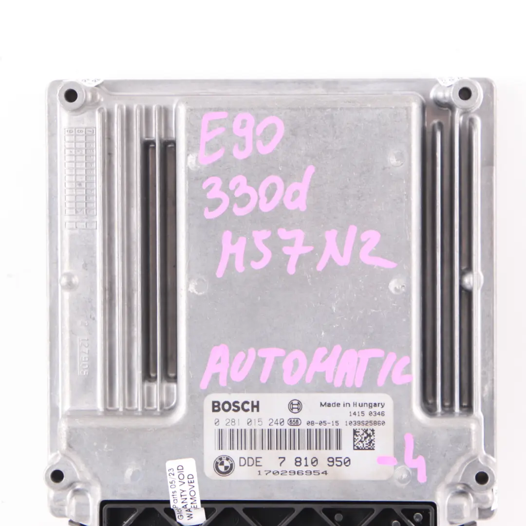 M57N2 231HP Engine Control Unit Module ECU DDE Automatic to BMW E90 330d with Part number 7810950 BMW E90 330d M57N2 231HP Engine Control Unit Module ECU DDE Automatic - SKU 7810950-4 - Part number 7810950