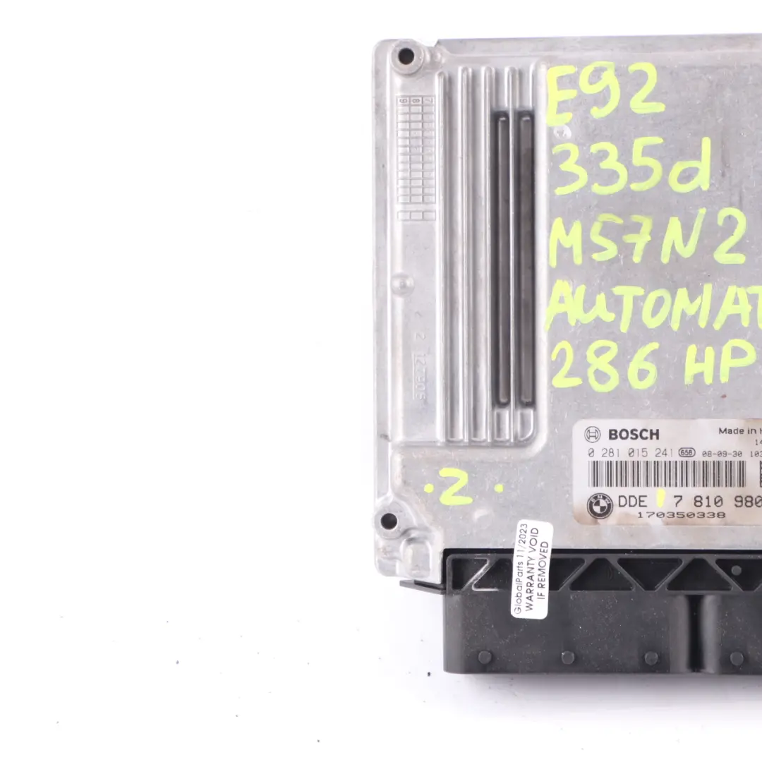 M57N2 286HP Engine Control Unit ECU Automatic to BMW E60 LCI E90 335d 535d with Part number 7810980 BMW E60 LCI E90 335d 535d M57N2 286HP Engine Control Unit ECU Automatic - SKU 7810980 - Part number 7810980