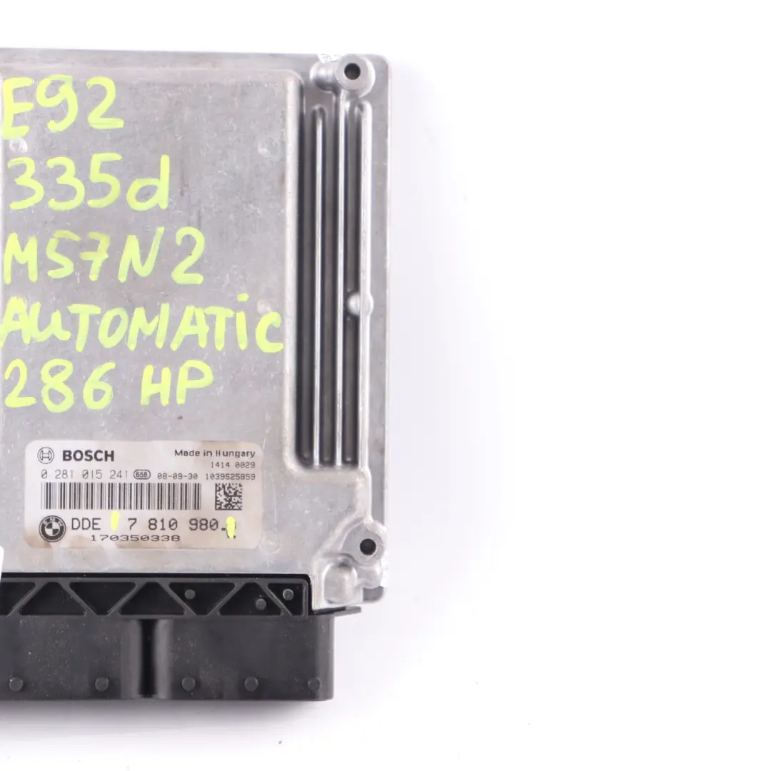 M57N2 286HP Engine Control Unit ECU Automatic to BMW E60 LCI E90 335d 535d with Part number 7810980 BMW E60 LCI E90 335d 535d M57N2 286HP Engine Control Unit ECU Automatic - SKU 7810980 - Part number 7810980