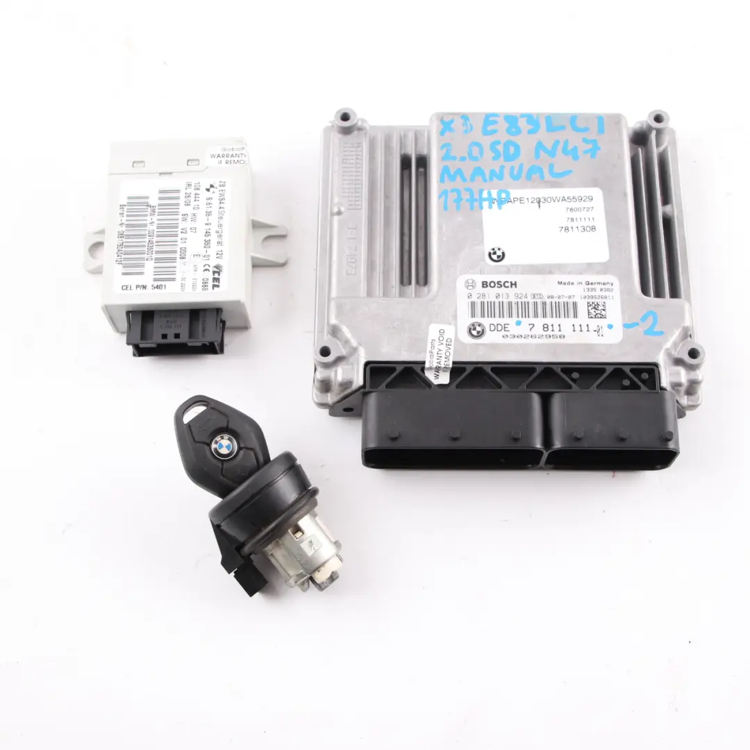 BMW X3 E83 LCI 2.0d N47 Engine ECU Module Kit DDE + EWS + Key - SKU 7811111-2 - Part number 7811111