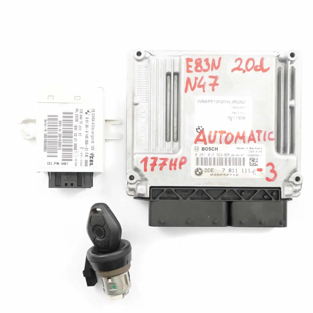 BMW X3 E83 LCI 2.0d N47 Engine ECU Module Kit DDE + EWS + Key Automatic - SKU 7811111-3 - Part number 7811111