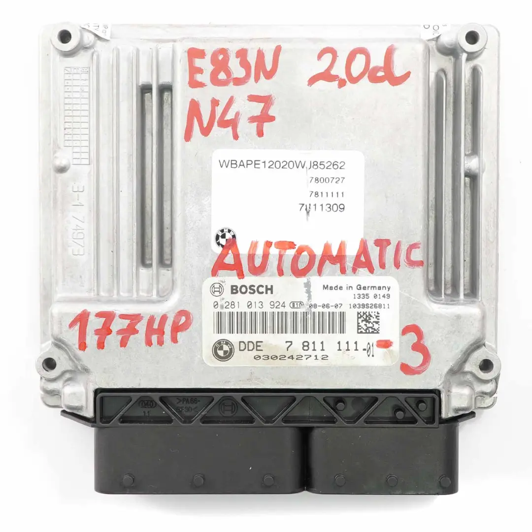 BMW X3 E83 LCI 2.0d N47 Engine ECU Module Kit DDE + EWS + Key Automatic - SKU 7811111-3 - Part number 7811111
