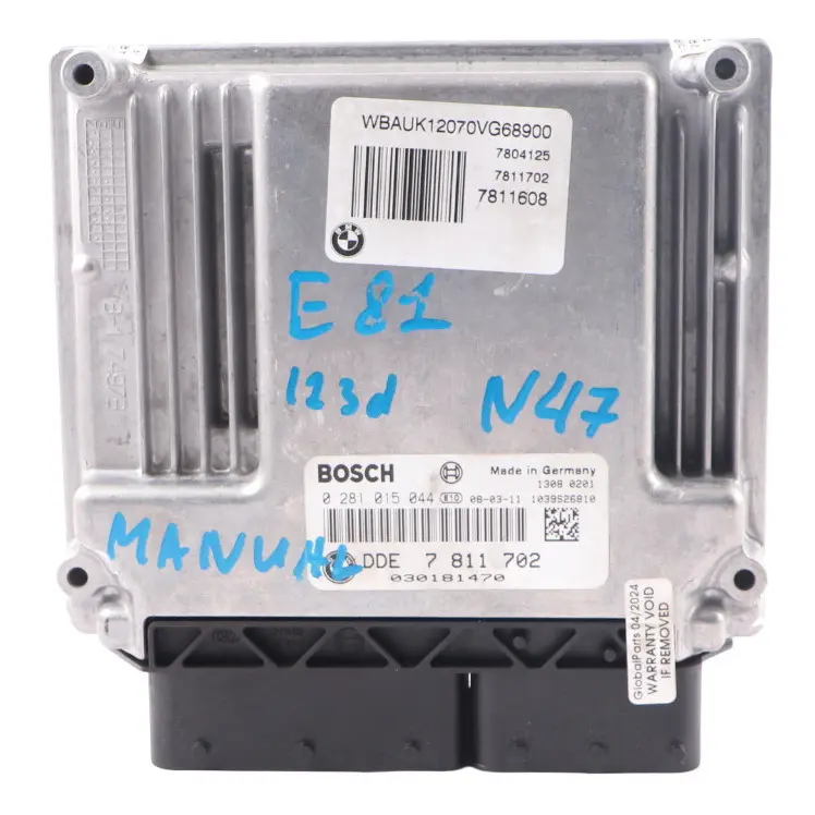 ECU Unit BMW E81 E82 E87 LCI E88 N47S 123d Engine Module DDE 7811702 Manual