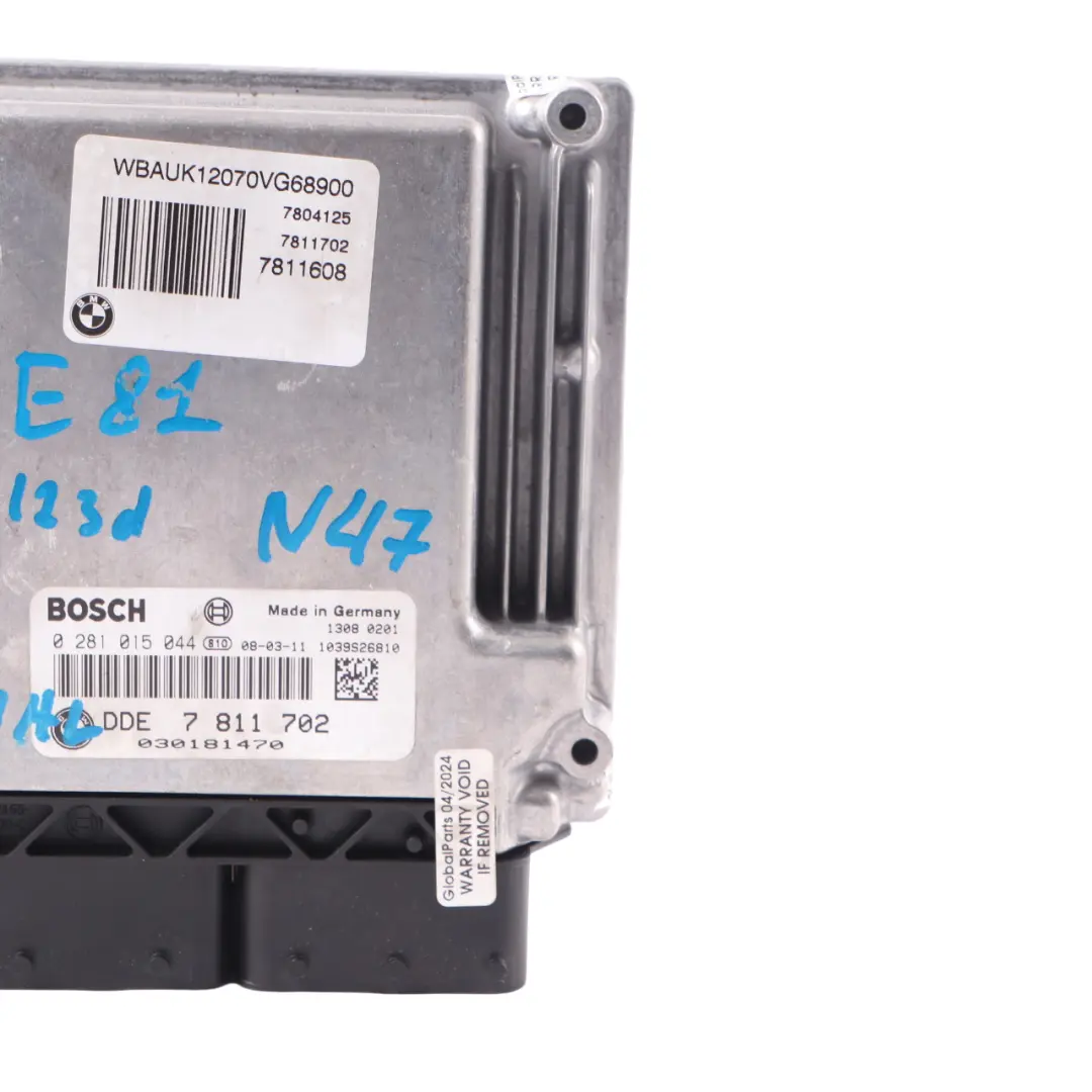  ECU Unit BMW E81 E82 E87 LCI E88 N47S 123d Engine Module DDE Manual - SKU 7811702-4 - Part number 7811702
